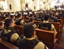 Robles Ortega pidió en su sermón a los más de mil elementos presentes que colaboren con la sociedad para que se viva con seguridad y justicia. ESPECIAL