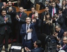 Juan Guaidó, del partido Voluntad Popular, celebra su nombramiento como presidente de la Asamblea Nacional. EFE