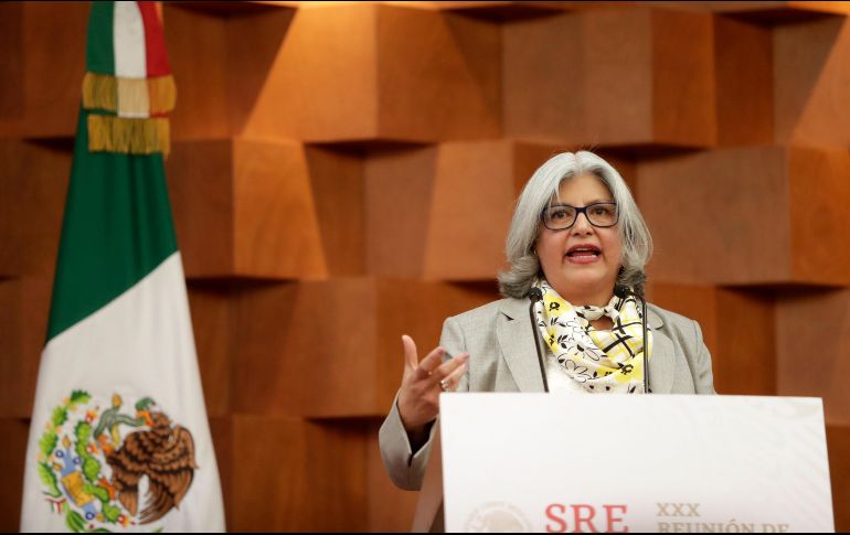 Graciela Márquez habla durante su participación en la Reunión Anual de Embajadores y Cónsules. SUN/I. Stephens