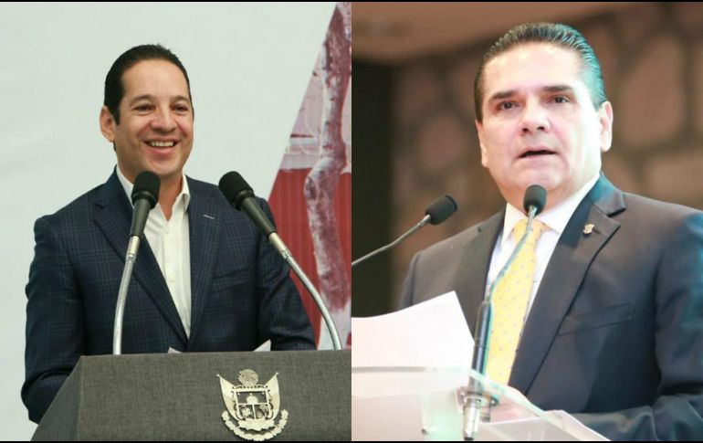 Domínguez (izq) y Aureoles (der) fueron entrevistados a su arribo a la Cámara de Diputados para participar en las audiencias sobre la Guardia Nacional. ESPECIAL