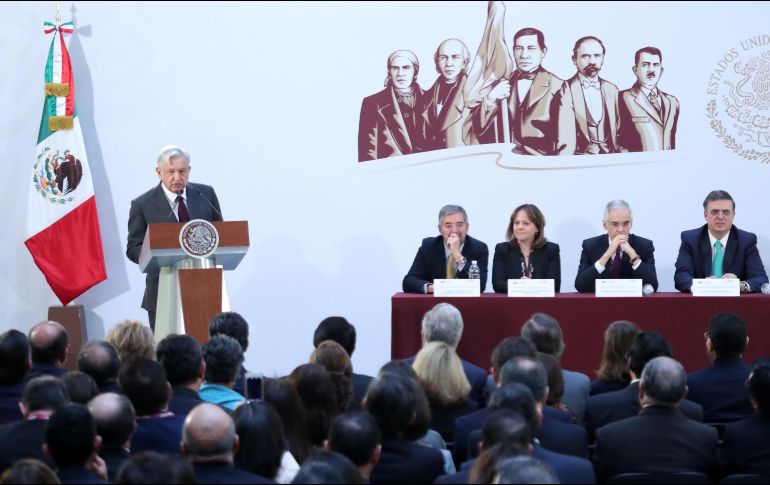 El presidente Andrés Manuel López Obrador, durante su mensaje en la XXX Reunión de Embajadores y Cónsules en Palacio Nacional. SUN/A. Ojeda