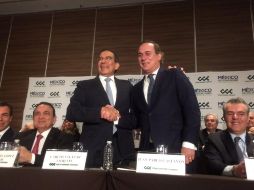 En la imagen el nuevo presidente del CCE, Carlos Salazar (izq) y Juan Pablo Castañón (der). TWITTER / @cceoficialmx