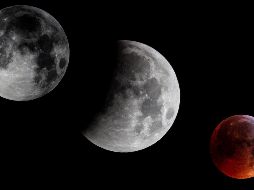 Composición del eclipse lunar que ha tenido lugar por la madrugada visto desde Mollarca. EFE / C. Cladera