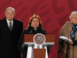 ''Exigimos verdad, exigimos justicia, exigimos castigo para los asesinos de Javier, los materiales, pero sobre todo los intelectuales'', dijo Triana esta mañana en Palacio Nacional. NTX / O. Ramírez