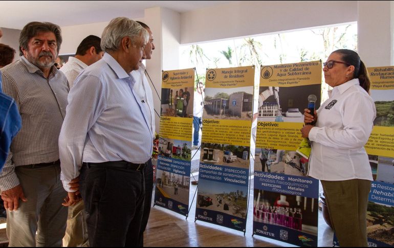 López Obrador visitó el  terreno del Centro Playa Espíritu, proyecto que está siendo evaluado para determinar la continuidad de un desarrollo turístico o ponerlo a la venta. NTX/J. Espinosa