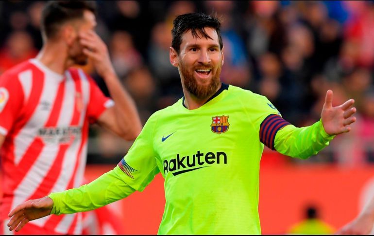 Messi suma 19 goles es el líder goleador del campeonato español. AFP/L. Gene