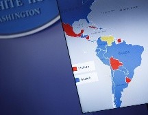 Mostraron un mapa donde indicaba en color rojo a los países que respaldaban a Maduro, y en azul a aquellas naciones que apoyan a Juan Guaidó. EFE / S. Thew