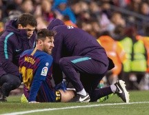 Lio Messi fue atendido del muslo derecho. EFE
