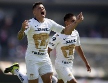 Iturbe celebra el gol que le da un punto a Pumas en los últimos minutos del partido (83'). MEXSPORT/O. Aguilar