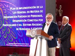 En conferencia de prensa en Palacio Nacional, encabezada por Andrés Manuel López Obrador, Encinas presentó el Plan de Implementación de la Ley General en Materia de Desaparición Forzada de Personas. NTX / J. Pazos