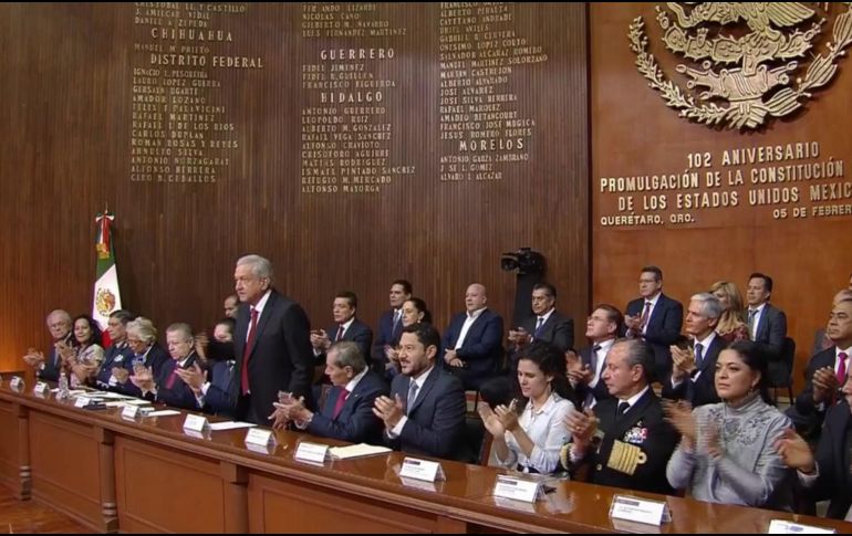 El Presidente Andrés Manuel López Obrador encabeza esta tarde de martes el aniversario 102 de la Constitución Política del país que se promulgó en 1917. YOUTUBE / Gobierno de México