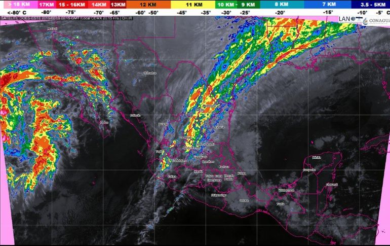Esperan tormentas con granizadas en Tamaulipas, Hidalgo, Puebla, Veracruz, Oaxaca y Chiapas. ESPECIAL/CONAGUA