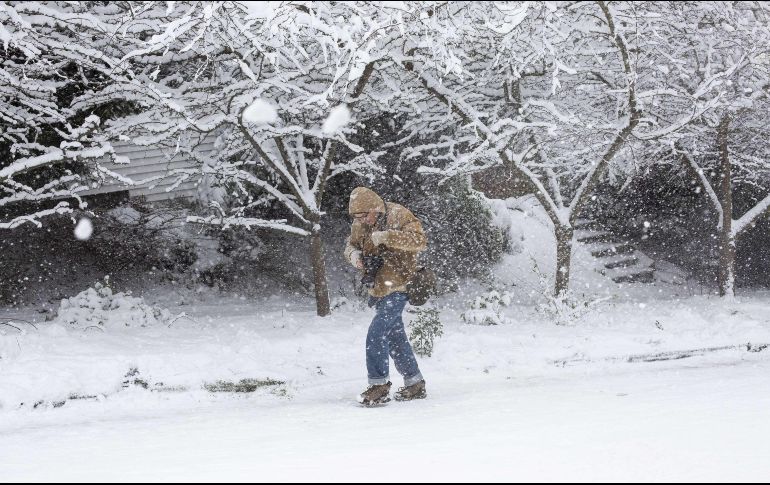 Prevén que las nevadas duren todo el sábado, y se espera otra tormenta para principios de la próxima semana. AFP/D. Rayder