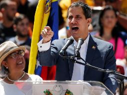 Guaidó dio un discurso en el este de Caracas ante miles de simpatizantes. AP/A. Cubillos