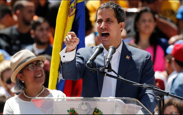 Guaidó dio un discurso en el este de Caracas ante miles de simpatizantes. AP/A. Cubillos