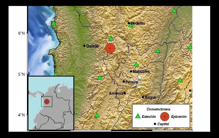 El epicentro se registró en el municipio de Betania, departamento de Antioquia. TWITTER/@sgcol