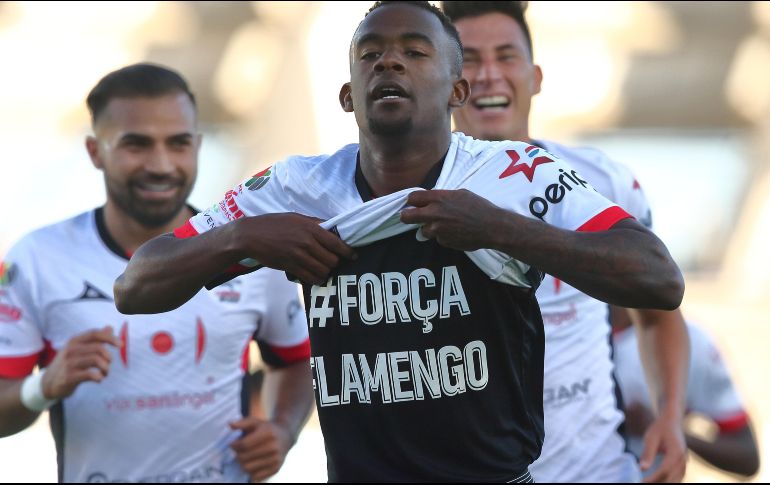 Yago da Silva, de Lobos, dedicó su gol al Flamengo, que hace unos días sufrió un catasrofico incendio en sus instalaciones. MEXSPORT/C. Milanes