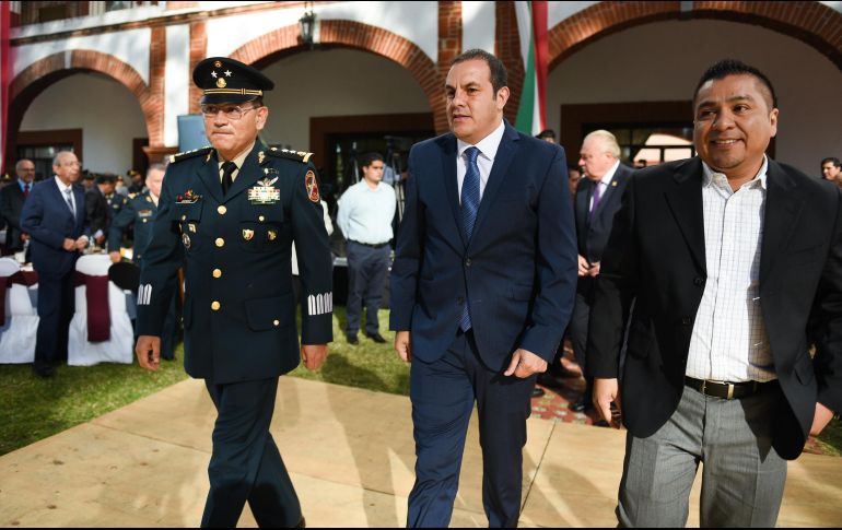 En el marco de la conmemoración del 106 Aniversario del Ejército Mexicano, el gobernador de Morelos, Cuauhtémoc Blanco Bravo, ratificó su respaldo al proyecto de Guardia Nacional. NTX/ESPECIAL