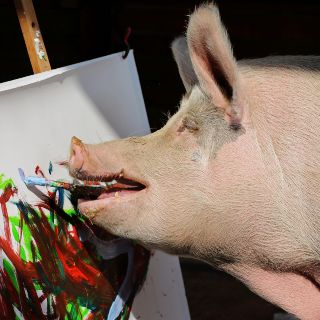 Fotogalería: "Pigcasso", la cerdita que pinta obras de miles de dólares