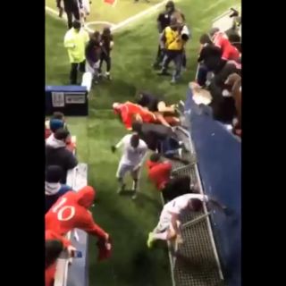 Aficionados del Toluca caen de la grada al intentar saludar a jugadores