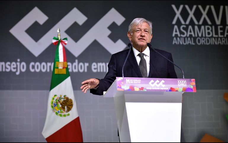 Andrés Manuel López Obrador habla durante su participación en la XXXVI Asamblea Anual Ordinaria. EFE/PRESIDENCIA