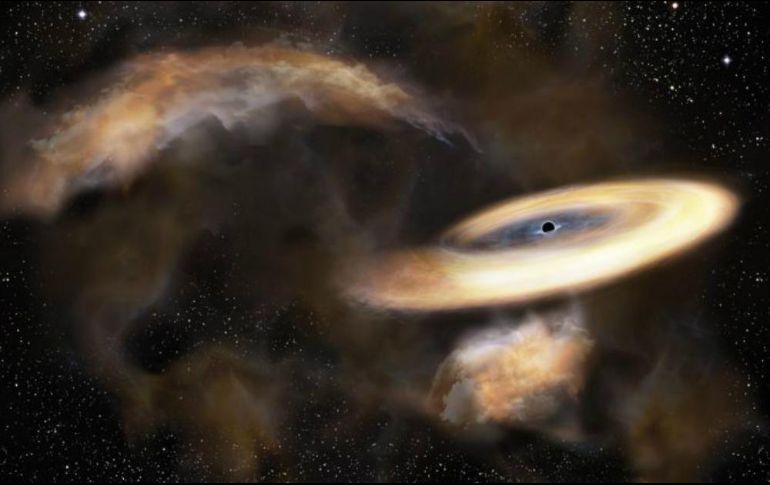Los agujeros negros poseen una fuerza de gravedad tan intensa capaz de absorber todo lo que los rodea hasta la propia luz. TWITTER / @ALMAObs_esp
