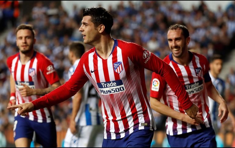 Morata marca los dos tantos del Atlético, al 30' y al 33'. EFE/J. Herrero