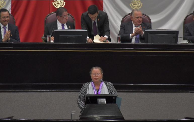 En su discurso, la activista exhortó a las autoridades a ofrecer condiciones a las mujeres para que vivan en un ambiente libre de violencia. TWITTER/@SergioHHPAN
