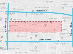 Mapa proporcionado por la Policía Vial de Jalisco que muestra la zona que se cerrará, así como las rutas alternas a tomar. TWITTER