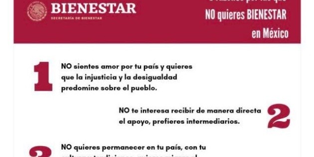 Secretar&iacute;a de Bienestar sube pol&eacute;mico "tuit" y luego lo borra