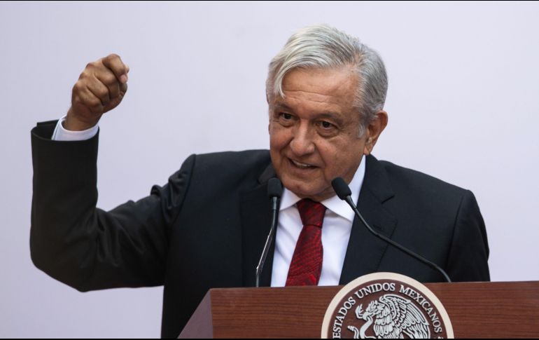 Durante su discuros, Andrés Manuel sostuvo que el nuevo modelo de la política económica es combatir la corrupción y la impunidad. AFP / P. Pardo