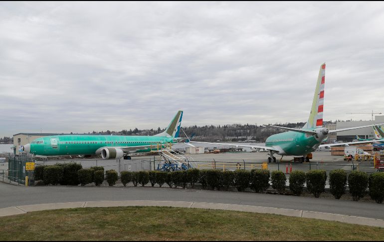 Aviones Boeing 737 MAX 8 en la planta de ensamblaje de la compañía. Varias aerolíneas han dejado de utilizar estos aviones después del accidente en Etiopía. AP/T. Warren