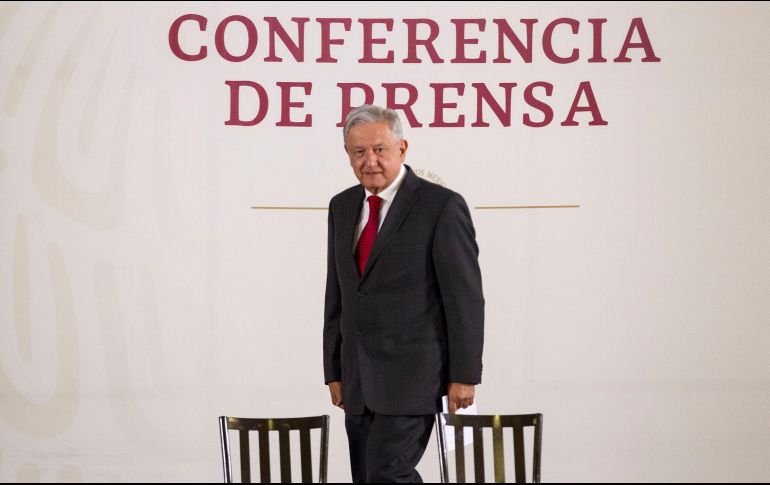 El Presidente Andrés Manuel López Obrador concluye su rueda de prensa diaria, en Palacio Nacional. NTX/J. Pazos