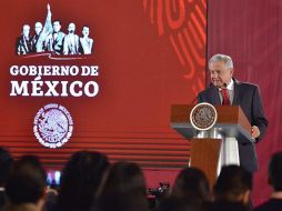 El presidente de México, Andrés Manuel López Obrador, habla este lunes durante una rueda de prensa en el Palacio Nacional. EFE/PRESIDENCIA