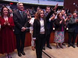 Sanjuana Martínez durante la toma de protesta en el Senado. NTX / J. Espinosa