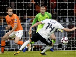 Nico Schulz anotó al 90' el gol de la victoria alemana. EFE/K. Van Weel