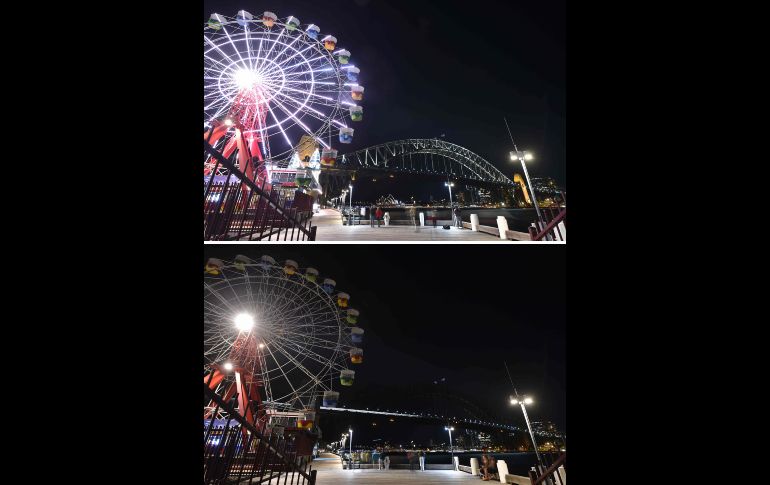El puente de Sídney y la Opera House en Australia también prescindieron de la inauguración artificial. AFP / P. Parks