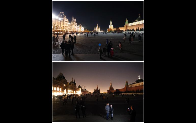 En Rusia, el Kremlin apagó sus luces como parte de la iniciativa. EFE / M. SHIPENKOV