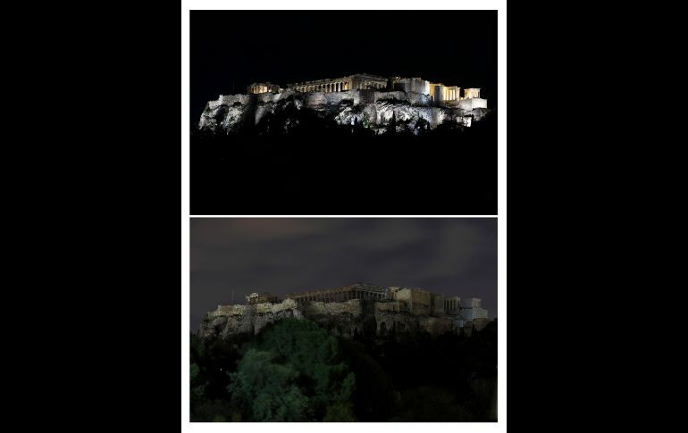 La Acropolis en Grecia fue otro de los monumentos que aparecieron a oscuras por unos minutos. AP / Y. Karahalis
