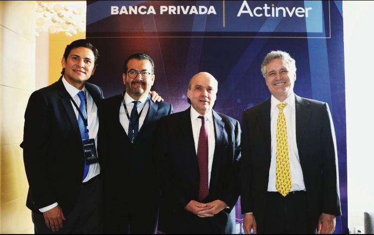 Juan Pablo Peláez Díaz, Director Estatal de Grupo Financiero Actinver; Omar Ortiz, Director Andares Casa de Bolsa Grupo Financiero Actinver; Gustavo Rizo Morales, Director de Banca Privada y Patrimonial Grupo Financiero Actinver y Roberto Valdés Acra, Director General de Grupo Financiero Actinver.