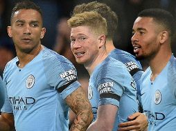 Kevin De Bruyne (C) abre el marcador para el Manchester City. AFP/O. Scarff