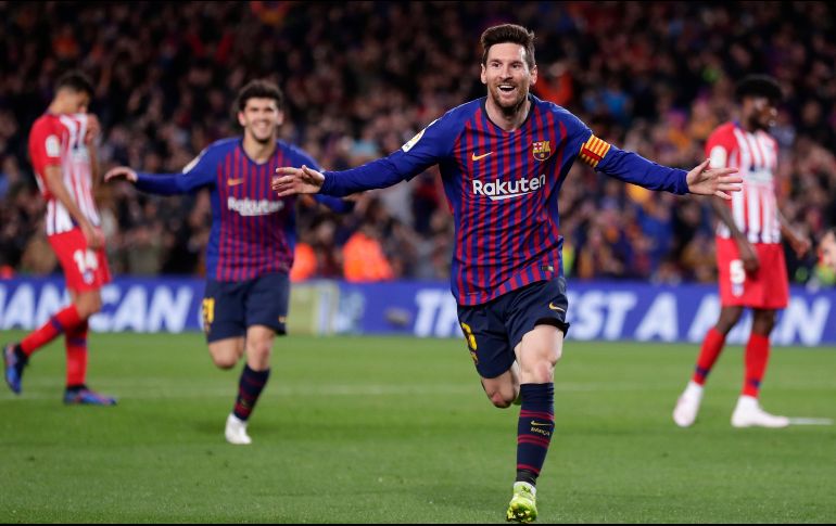 Messi celebra su gol, el segundo del Barcelona, al 86'. AP/M. Fernández