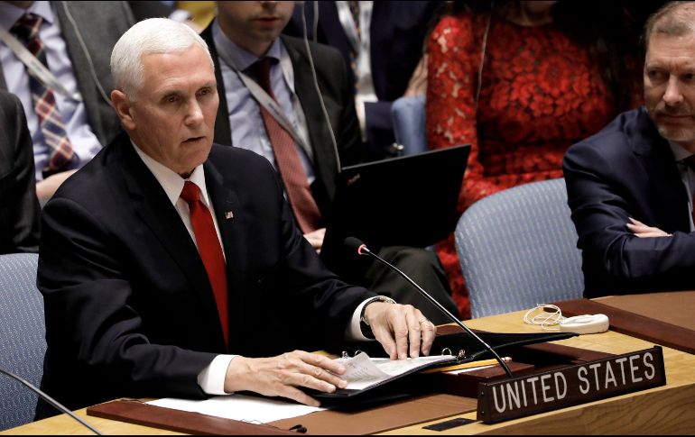 Durante una reunión del Consejo de Seguridad, Pence dijo que “Venezuela es un Estado fracasado”. EFE / P. Foley