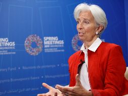 Lagarde ofreció una conferencia de prensa durante las reuniones de primavera del Fondo y el Banco Mundial. EFE / S. Thew