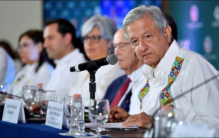 Andrés Manuel López Obrador durante la reunión del Diálogo Empresarial México-Estados Unidos este viernes, en Mérida. EFE/Presidencia de México
