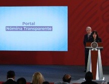 La secretaría de la Función Pública, Irma Eréndira Sandoval, en la conferencia de prensa del Presidente, Andrés Manuel López Obrador, al presentar la plataforma de la nómina del Gobierno de México. NTX/F. Estrada
