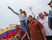 Juan Guaidó durante un mitin en Maracaibo. AP/F. Llano