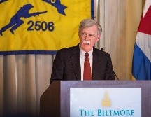 John R. Bolton, asesor presidencial del presidente de los Estados Unidos, Donald Trump, habla durante una rueda de prensa en Miami. EFE/C. Herrera