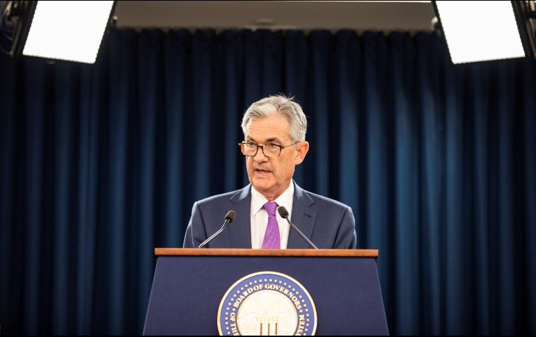 El presidente de la Reserva Federal (Fed), Jerome Powell, ofrece una rueda de prensa tras una reunión del Comité Federal de Mercado Abierto (FOMC), en Washington. EFE/ARCHIVO
