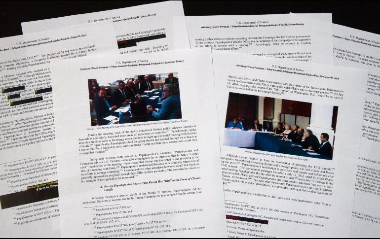 El reporte del fiscal especial Robert Mueller, de 448 páginas, fue publicado ayer con algunos textos censurados. AP/J. Elswick